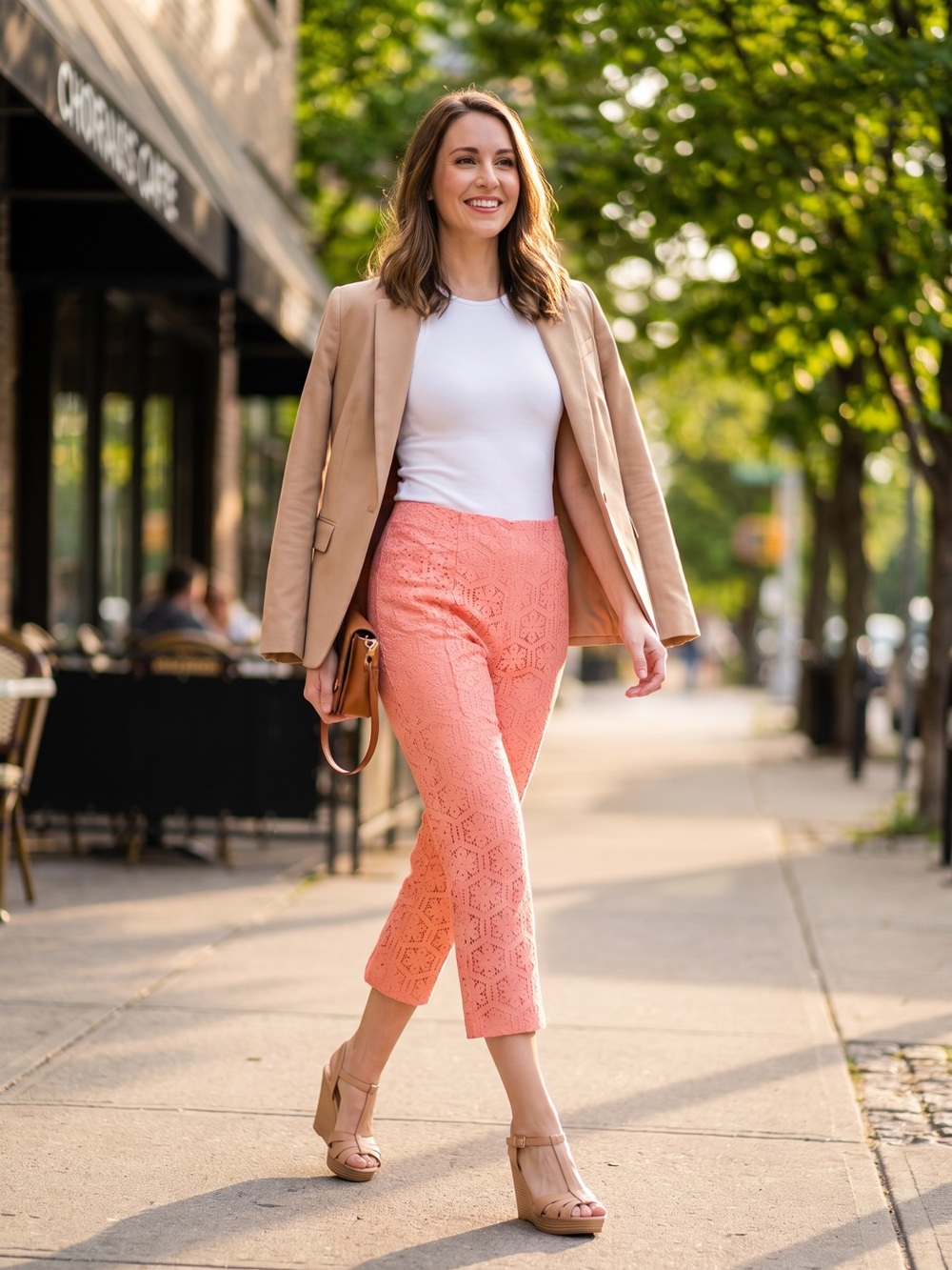 Anthropologie Corey Lynn Calter Coral Lace Youghal crop pants Size 4